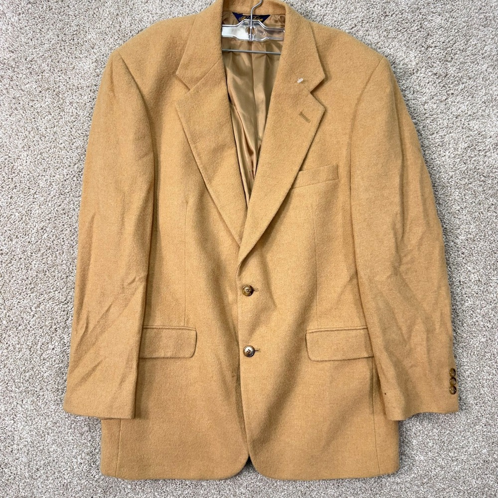 Brooks Brothers Blazer Mens 41 Regular 100% Camel Hair Tan Sport Coat EUC